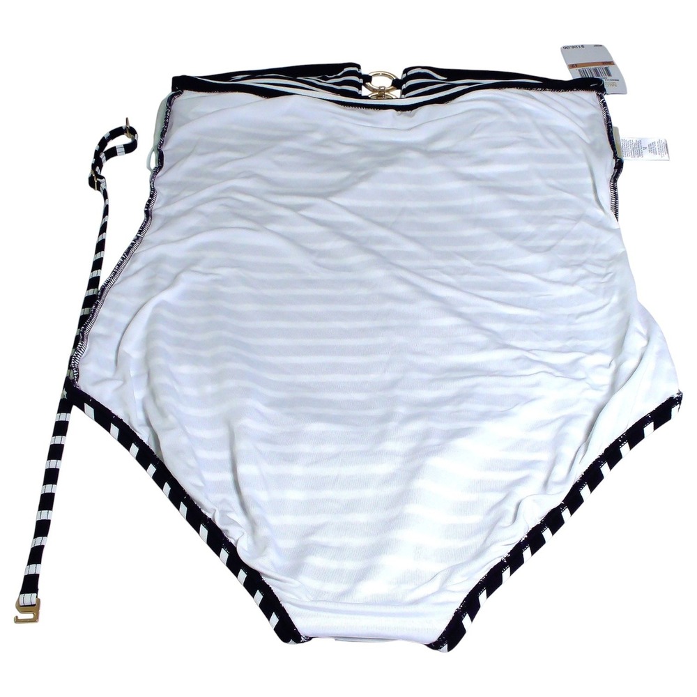 Michael Kors Swimsuit Womens 12 One Piece Halter Monokini Stripe Black White - Picture 8 of 12
